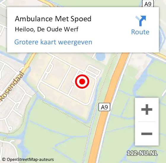 Locatie op kaart van de 112 melding: Ambulance Met Spoed Naar Heiloo, De Oude Werf op 12 maart 2024 19:29