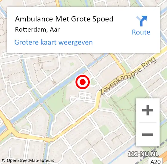 Locatie op kaart van de 112 melding: Ambulance Met Grote Spoed Naar Rotterdam, Aar op 12 maart 2024 19:46