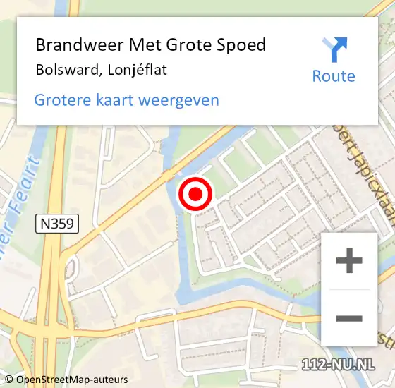 Locatie op kaart van de 112 melding: Brandweer Met Grote Spoed Naar Bolsward, Lonjéflat op 12 maart 2024 19:53