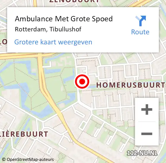 Locatie op kaart van de 112 melding: Ambulance Met Grote Spoed Naar Rotterdam, Tibullushof op 12 maart 2024 20:20