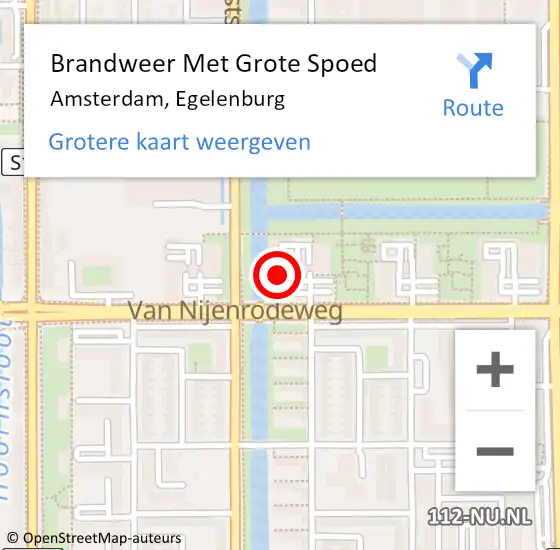 Locatie op kaart van de 112 melding: Brandweer Met Grote Spoed Naar Amsterdam, Egelenburg op 12 maart 2024 20:43