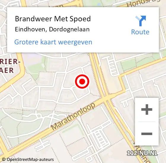 Locatie op kaart van de 112 melding: Brandweer Met Spoed Naar Eindhoven, Dordognelaan op 12 maart 2024 20:56