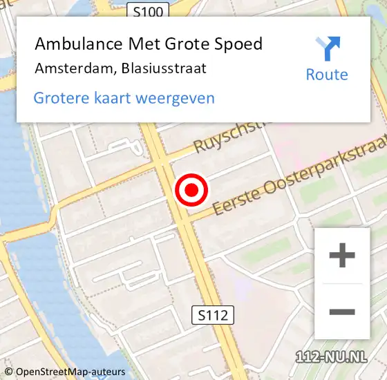 Locatie op kaart van de 112 melding: Ambulance Met Grote Spoed Naar Amsterdam, Blasiusstraat op 12 maart 2024 21:12