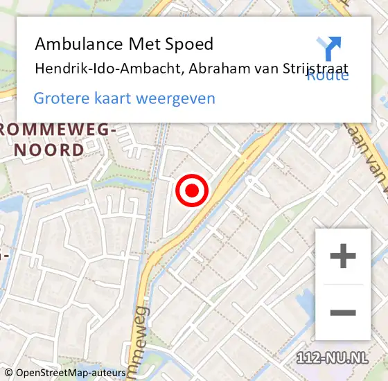 Locatie op kaart van de 112 melding: Ambulance Met Spoed Naar Hendrik-Ido-Ambacht, Abraham van Strijstraat op 12 maart 2024 21:17