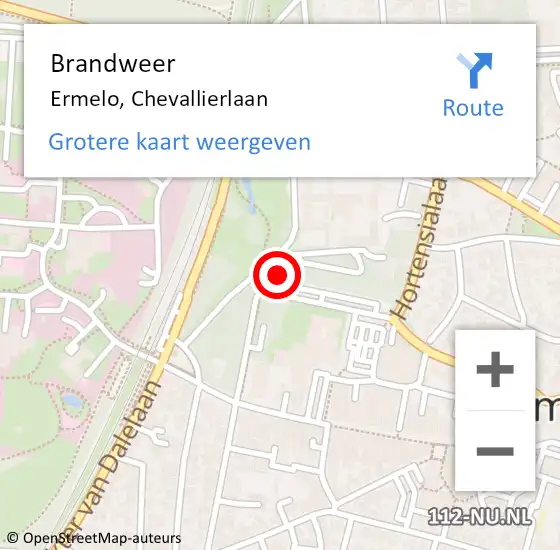 Locatie op kaart van de 112 melding: Brandweer Ermelo, Chevallierlaan op 12 maart 2024 21:20