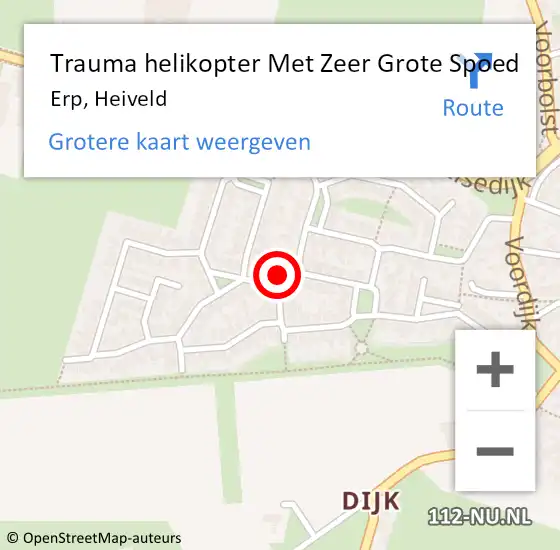 Locatie op kaart van de 112 melding: Trauma helikopter Met Zeer Grote Spoed Naar Erp, Heiveld op 12 maart 2024 21:40