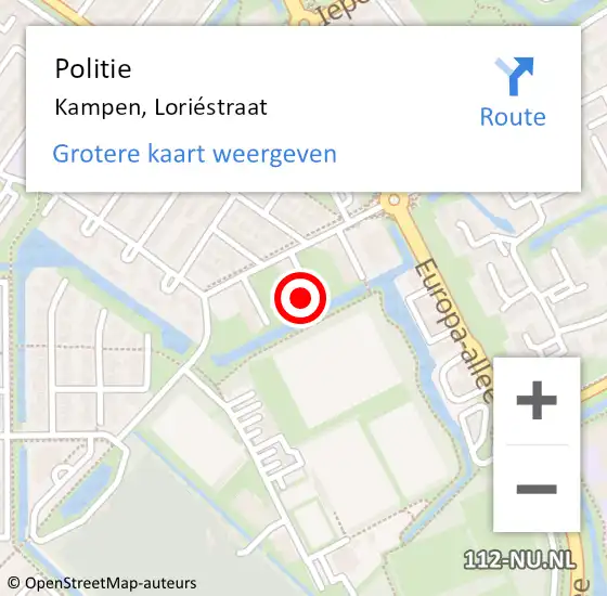 Locatie op kaart van de 112 melding: Politie Kampen, Loriéstraat op 12 maart 2024 21:40