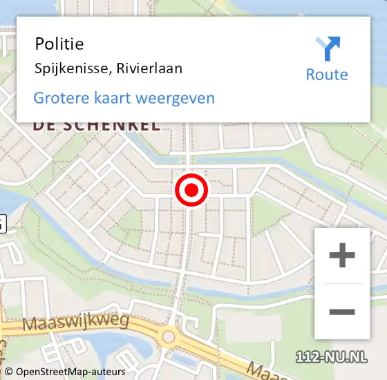 Locatie op kaart van de 112 melding: Politie Spijkenisse, Rivierlaan op 12 maart 2024 21:45