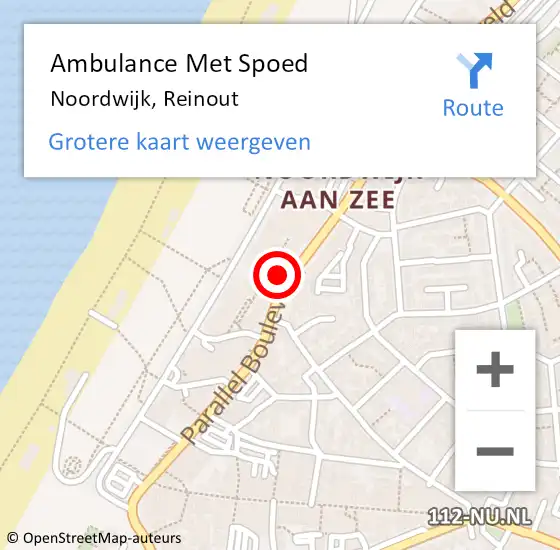 Locatie op kaart van de 112 melding: Ambulance Met Spoed Naar Noordwijk, Reinout op 12 maart 2024 21:56