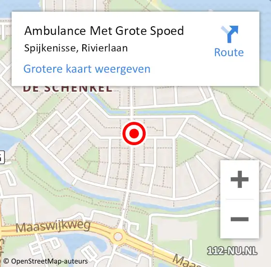 Locatie op kaart van de 112 melding: Ambulance Met Grote Spoed Naar Spijkenisse, Rivierlaan op 12 maart 2024 21:56