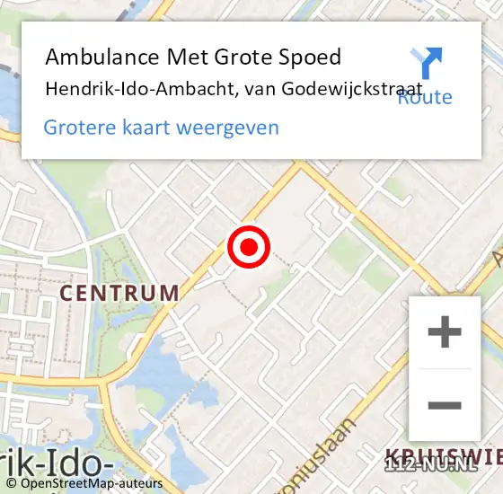 Locatie op kaart van de 112 melding: Ambulance Met Grote Spoed Naar Hendrik-Ido-Ambacht, van Godewijckstraat op 12 maart 2024 22:23