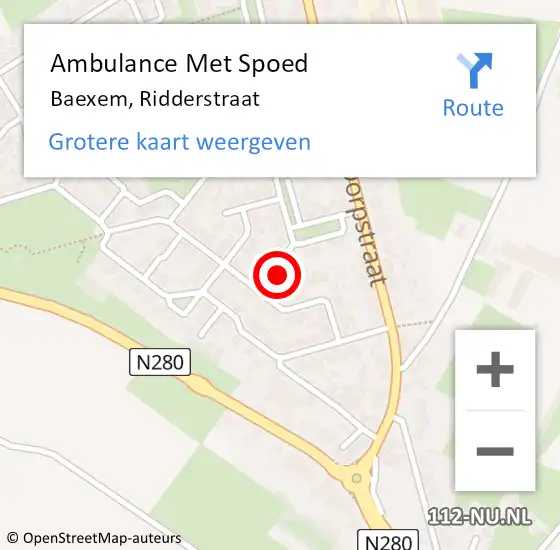 Locatie op kaart van de 112 melding: Ambulance Met Spoed Naar Baexem, Ridderstraat op 12 maart 2024 22:38