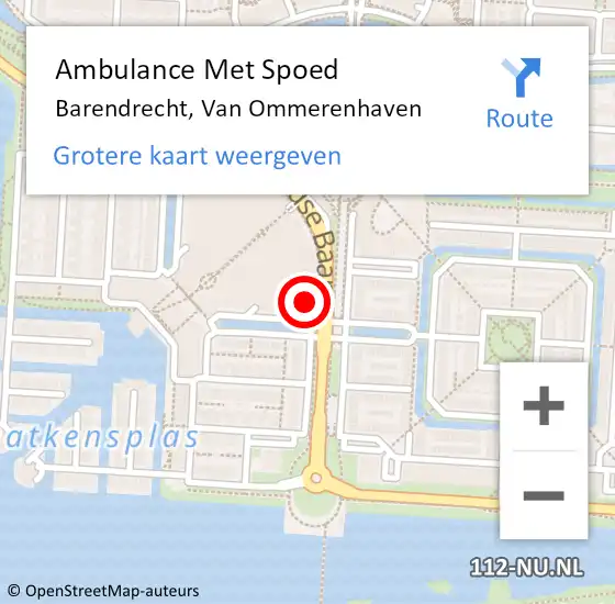 Locatie op kaart van de 112 melding: Ambulance Met Spoed Naar Barendrecht, Van Ommerenhaven op 12 maart 2024 23:38
