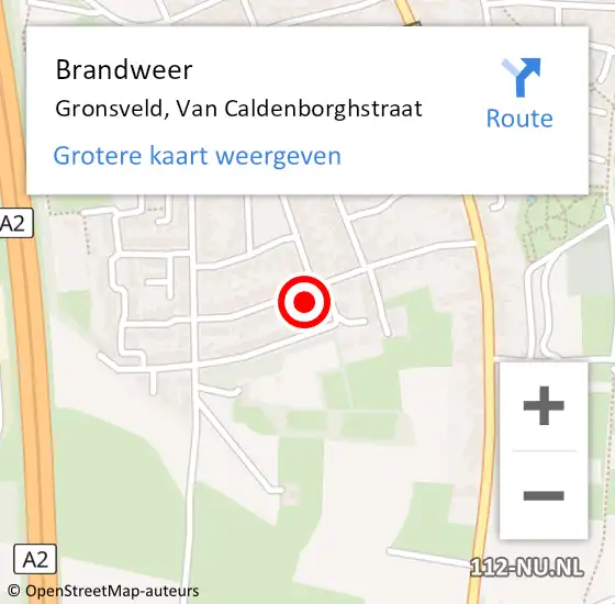 Locatie op kaart van de 112 melding: Brandweer Gronsveld, Van Caldenborghstraat op 29 september 2014 00:43