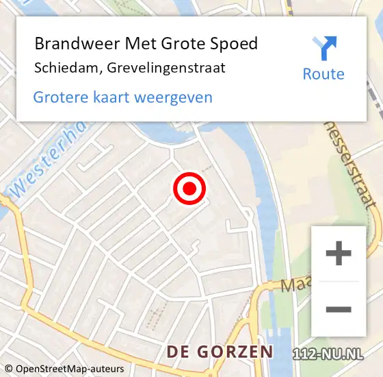 Locatie op kaart van de 112 melding: Brandweer Met Grote Spoed Naar Schiedam, Grevelingenstraat op 13 maart 2024 01:10