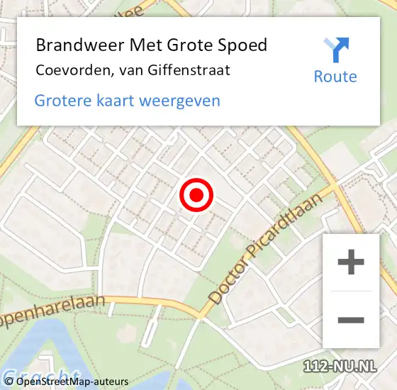 Locatie op kaart van de 112 melding: Brandweer Met Grote Spoed Naar Coevorden, van Giffenstraat op 13 maart 2024 01:30