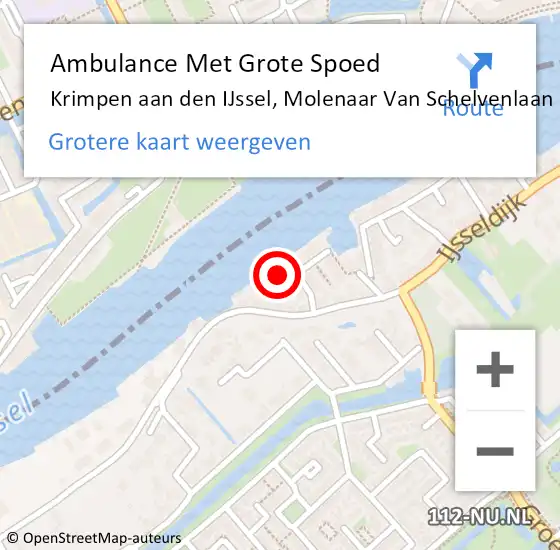 Locatie op kaart van de 112 melding: Ambulance Met Grote Spoed Naar Krimpen aan den IJssel, Molenaar Van Schelvenlaan op 13 maart 2024 01:33