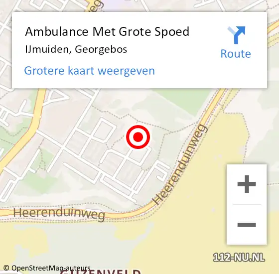 Locatie op kaart van de 112 melding: Ambulance Met Grote Spoed Naar IJmuiden, Georgebos op 13 maart 2024 01:35