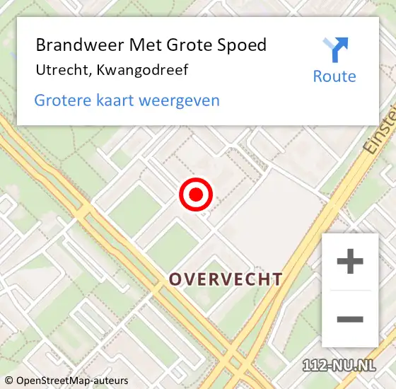 Locatie op kaart van de 112 melding: Brandweer Met Grote Spoed Naar Utrecht, Kwangodreef op 13 maart 2024 01:37