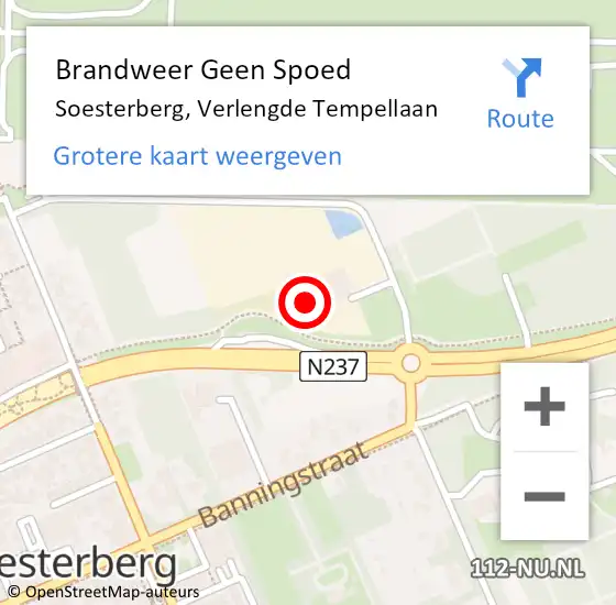 Locatie op kaart van de 112 melding: Brandweer Geen Spoed Naar Soesterberg, Verlengde Tempellaan op 13 maart 2024 02:36
