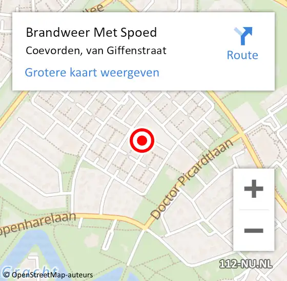 Locatie op kaart van de 112 melding: Brandweer Met Spoed Naar Coevorden, van Giffenstraat op 13 maart 2024 02:50