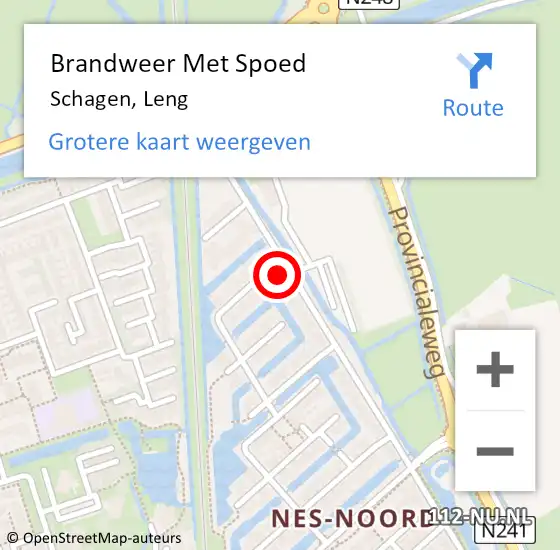 Locatie op kaart van de 112 melding: Brandweer Met Spoed Naar Schagen, Leng op 13 maart 2024 04:44