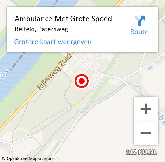 Locatie op kaart van de 112 melding: Ambulance Met Grote Spoed Naar Belfeld, Patersweg op 13 maart 2024 06:12
