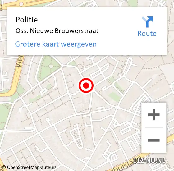 Locatie op kaart van de 112 melding: Politie Oss, Nieuwe Brouwerstraat op 13 maart 2024 06:23