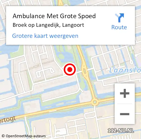 Locatie op kaart van de 112 melding: Ambulance Met Grote Spoed Naar Broek op Langedijk, Langoort op 13 maart 2024 06:38