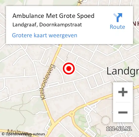 Locatie op kaart van de 112 melding: Ambulance Met Grote Spoed Naar Landgraaf, Doornkampstraat op 29 september 2014 01:20