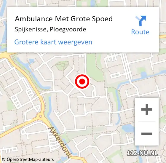 Locatie op kaart van de 112 melding: Ambulance Met Grote Spoed Naar Spijkenisse, Ploegvoorde op 13 maart 2024 07:34