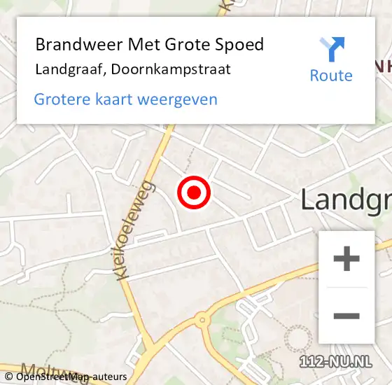 Locatie op kaart van de 112 melding: Brandweer Met Grote Spoed Naar Landgraaf, Doornkampstraat op 29 september 2014 01:33
