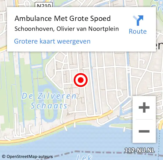 Locatie op kaart van de 112 melding: Ambulance Met Grote Spoed Naar Schoonhoven, Olivier van Noortplein op 13 maart 2024 08:28