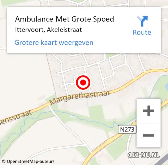 Locatie op kaart van de 112 melding: Ambulance Met Grote Spoed Naar Ittervoort, Akeleistraat op 13 maart 2024 08:30