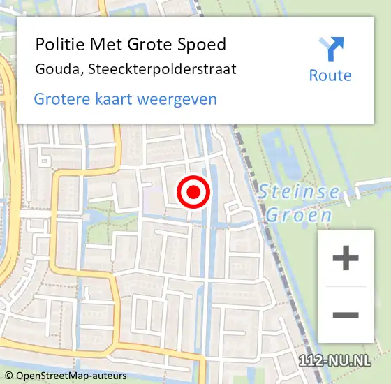 Locatie op kaart van de 112 melding: Politie Met Grote Spoed Naar Gouda, Steeckterpolderstraat op 13 maart 2024 08:37