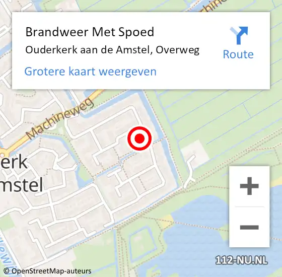 Locatie op kaart van de 112 melding: Brandweer Met Spoed Naar Ouderkerk aan de Amstel, Overweg op 13 maart 2024 08:54