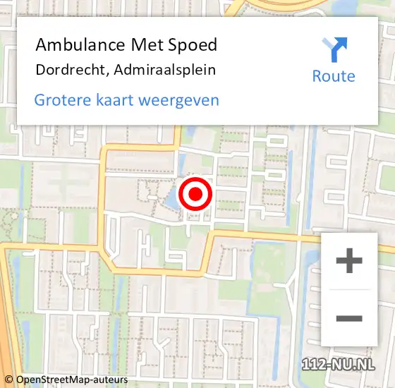 Locatie op kaart van de 112 melding: Ambulance Met Spoed Naar Dordrecht, Admiraalsplein op 13 maart 2024 09:17
