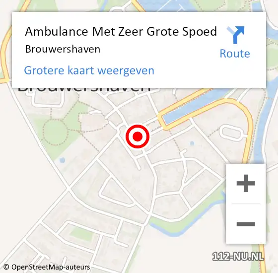 Locatie op kaart van de 112 melding: Ambulance Met Zeer Grote Spoed Naar Brouwershaven op 13 maart 2024 09:20
