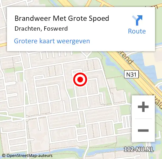 Locatie op kaart van de 112 melding: Brandweer Met Grote Spoed Naar Drachten, Foswerd op 13 maart 2024 09:25