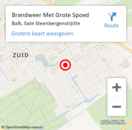 Locatie op kaart van de 112 melding: Brandweer Met Grote Spoed Naar Balk, Sate Steenbergenstrjitte op 13 maart 2024 09:38