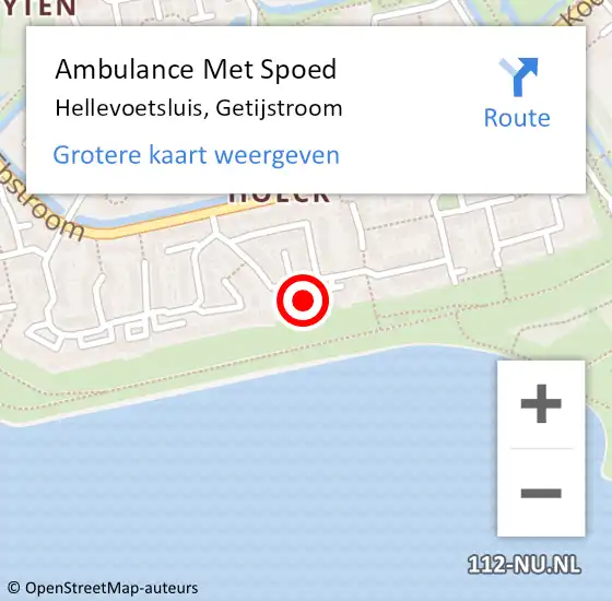 Locatie op kaart van de 112 melding: Ambulance Met Spoed Naar Hellevoetsluis, Getijstroom op 13 maart 2024 09:49
