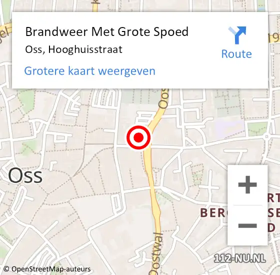 Locatie op kaart van de 112 melding: Brandweer Met Grote Spoed Naar Oss, Hooghuisstraat op 13 maart 2024 10:05