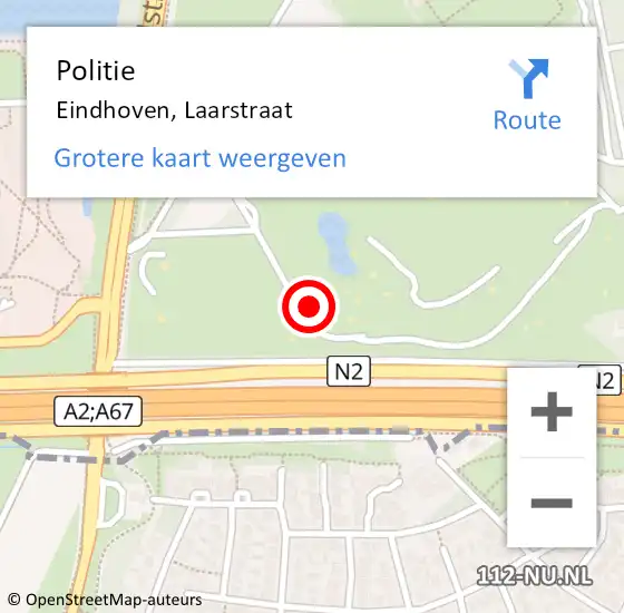 Locatie op kaart van de 112 melding: Politie Eindhoven, Laarstraat op 13 maart 2024 10:14