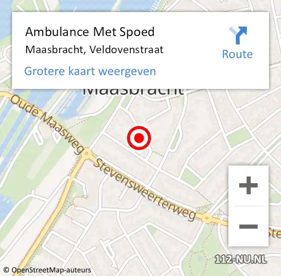 Locatie op kaart van de 112 melding: Ambulance Met Spoed Naar Maasbracht, Veldovenstraat op 16 oktober 2013 01:06