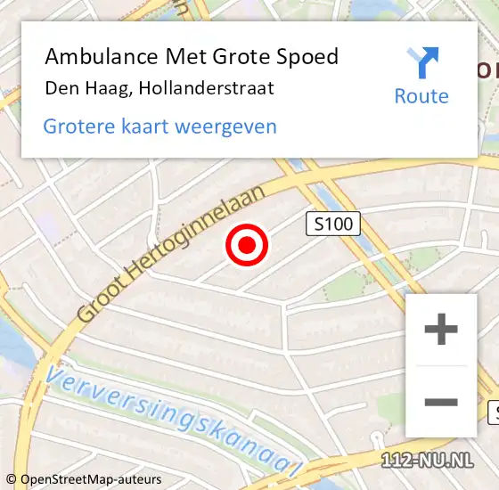 Locatie op kaart van de 112 melding: Ambulance Met Grote Spoed Naar Den Haag, Hollanderstraat op 13 maart 2024 10:25