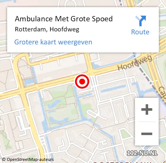 Locatie op kaart van de 112 melding: Ambulance Met Grote Spoed Naar Rotterdam, Hoofdweg op 13 maart 2024 10:35
