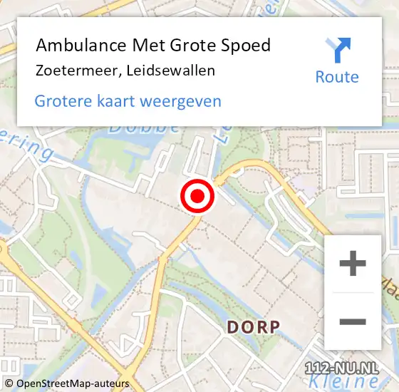 Locatie op kaart van de 112 melding: Ambulance Met Grote Spoed Naar Zoetermeer, Leidsewallen op 13 maart 2024 10:50