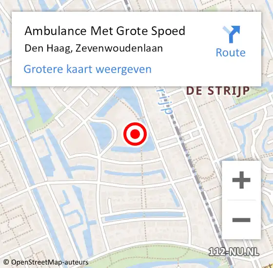 Locatie op kaart van de 112 melding: Ambulance Met Grote Spoed Naar Den Haag, Zevenwoudenlaan op 13 maart 2024 10:53