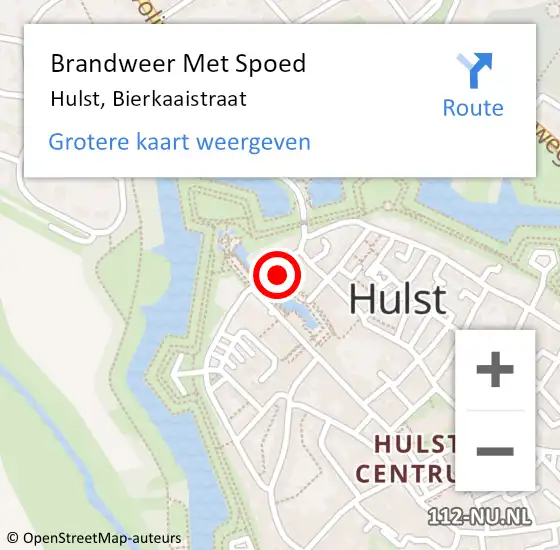 Locatie op kaart van de 112 melding: Brandweer Met Spoed Naar Hulst, Bierkaaistraat op 13 maart 2024 11:12