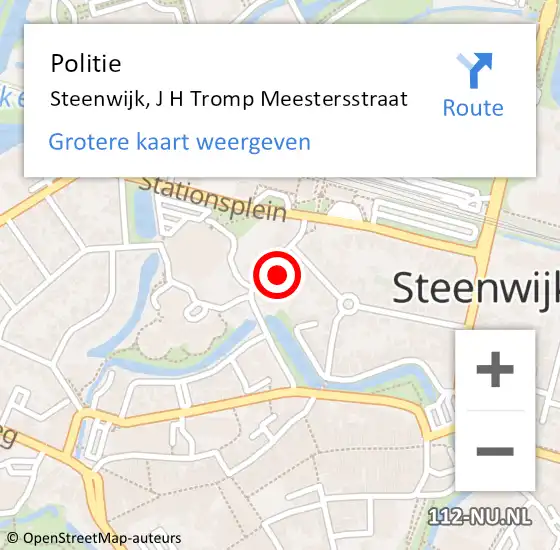 Locatie op kaart van de 112 melding: Politie Steenwijk, J H Tromp Meestersstraat op 13 maart 2024 11:16